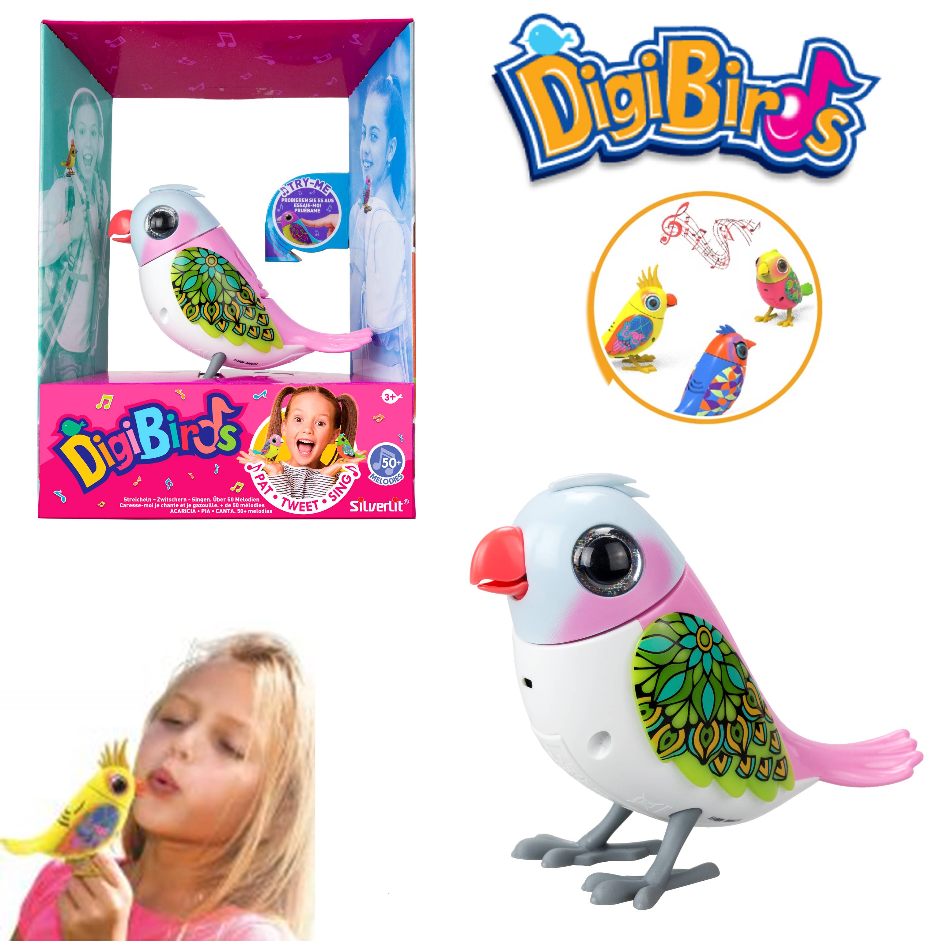 ของเล่นและโมเดลสะสม Silverlit DIGIBIRDS II SINGLE S2 HOODED PARROT WB ของเล่นหุ่นยนต์นกน้อยดิจิเบิร์ดนกน้อย รหัส SVD88624