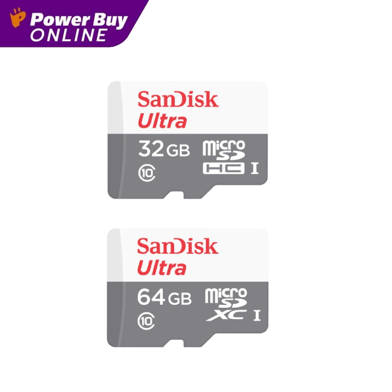 การ์ดหน่วยความจำ Micro SD Card Sandisk Micro SDxc การ์ดหน่วยความจำ (32-64Gb) รุ่น Sdsqunr-032G-Gn3Mn / Sdsqunr-064G-Gn3Mn ราคา 410 บาท*ส่งฟรี