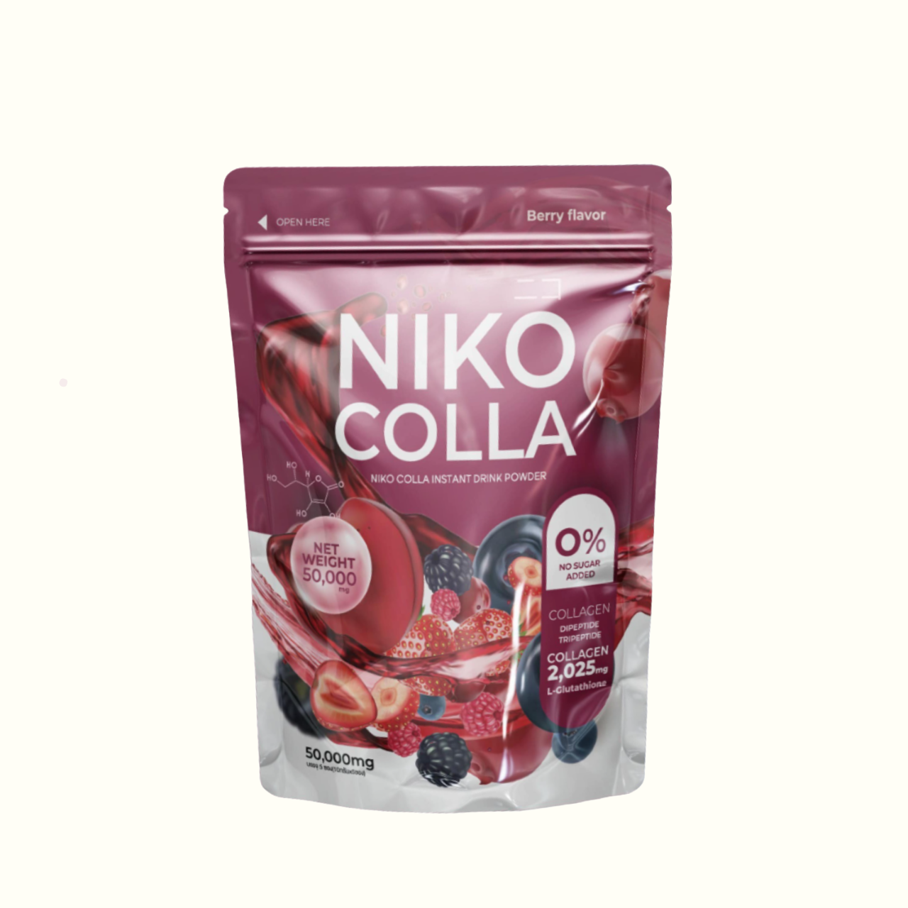Niko Colla นิโกะคอลล่า คอลลาเจน น้ำชง คอลลาเจน รสเบอร์รี่ 1 ห่อ บรรจุ 5 ซอง ราคา 65 บาท*ส่งฟรี