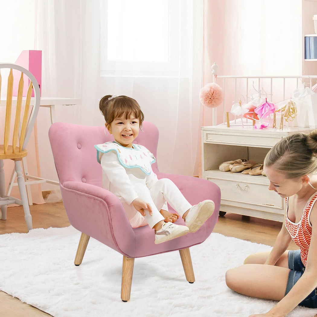 เก้าอี้มีที่วางแขน เก้าอี้มีพนักพิง มีที่วางแขน เด็กผู้หญิง Pink Velvet Toddler Reading Chair Lazy Corner Sofa Kid Lounge Chair Armrest Seat Chair with Backrest and Footstool for Reading Living Room ราคา 2,800 บาท*ส่งฟรี