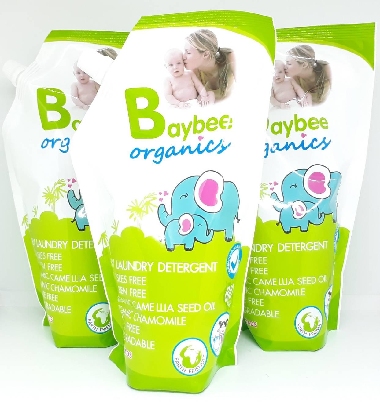 BAYBEE น้ำยาซักผ้าเด็กออร์แกนิค(ถุงเติม)สูตรใหม่เข้มข้นกว่าเดิม 750ml. (3 ถุง) ราคา 357 บาท*ส่งฟรี