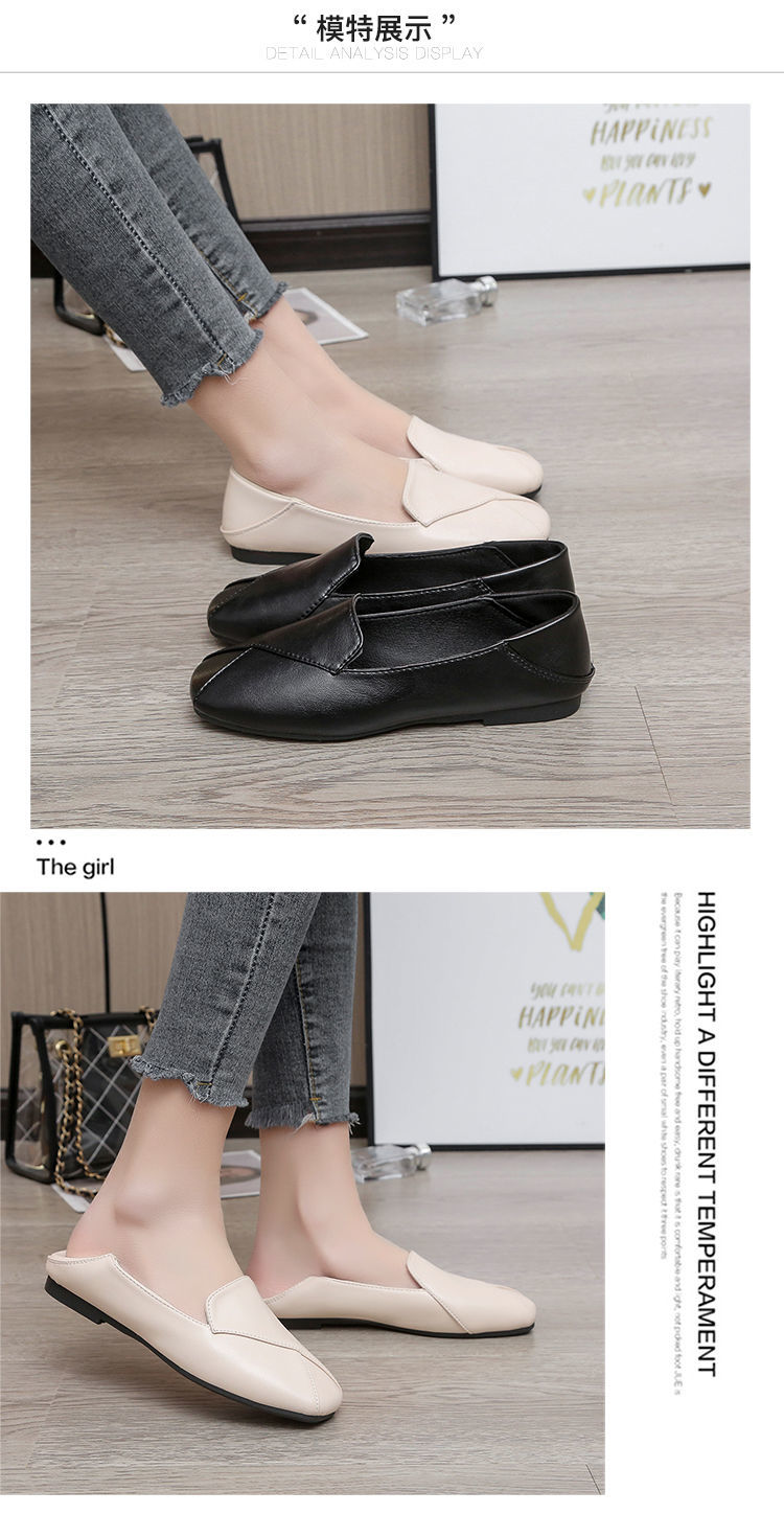 wtMei Fashion Small Leather Shoes Women's New Flat-soled Large Size Doll Single Shoes Soft Leather Low Heel Loafers Shoes