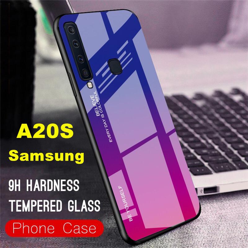 [ส่งจากไทย] Case Samsung galaxy A20s เคสซัมซุง A20S เคสกระจก เคสเงาไล่สี ขอบนิ่ม กระจกสองสี เคสกันกระแทก เคส samsung galxy a20s สินค้าใหม่