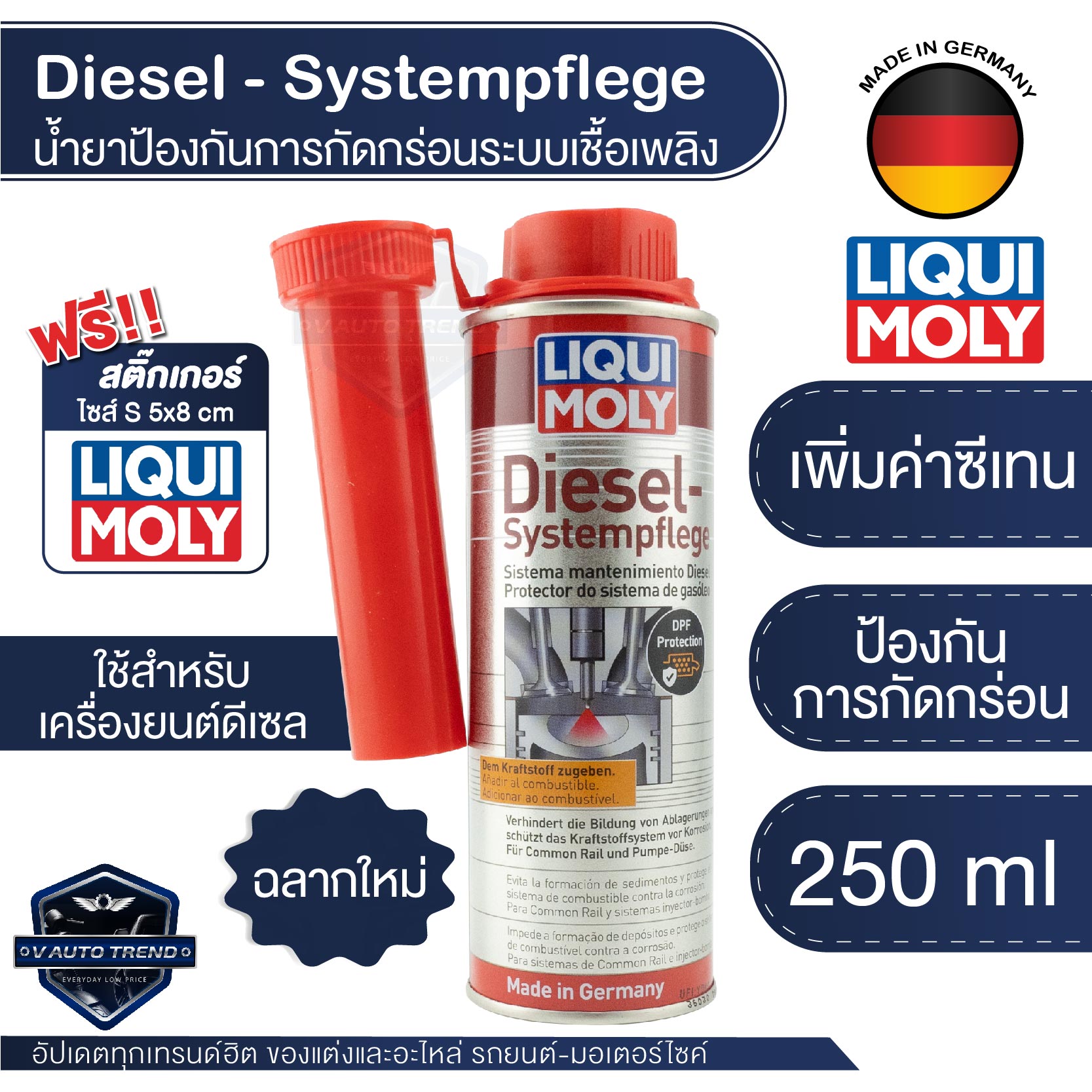 LIQUI MOLY COMMON RAIL ADDITIVE ขนาด 250ML น้ำยาเพิ่มประสิทธิภาพ เครื่องยนต์ดีเซล คอมมอนเรล เพิ่มค่าซีเทน เครื่องยนตร์ ดีเซล คอมมอนเรล ราคา 464 บาท*ส่งฟรี
