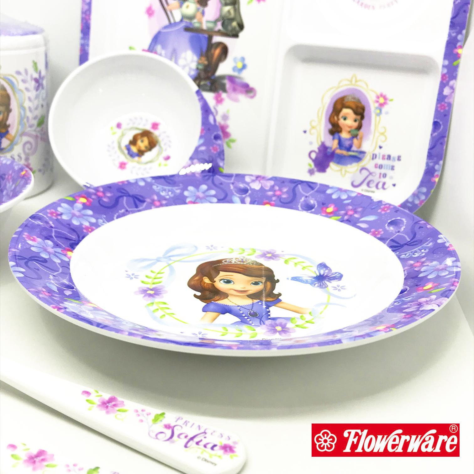 [ขายแยกชิ้น] จานข้าวเด็ก แก้วน้ำเมลามีน ลายเจ้าหญิงโซเฟีย Disney Sofia Princess ยี่ห้อฟลาวเวอร์แวร์ / 1 ชิ้น