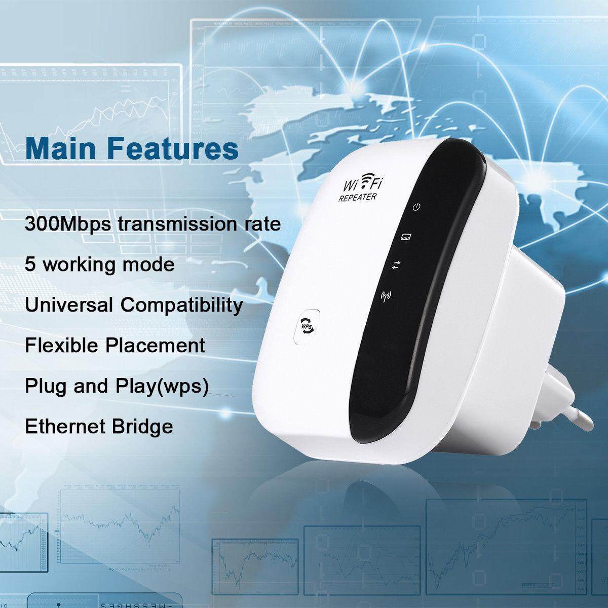 ตัวรับขยายไวไฟ wifi repeater 300Mbps ตัวรับสัญญาณ WiFi ตัวดูดเพิ่มความแรง