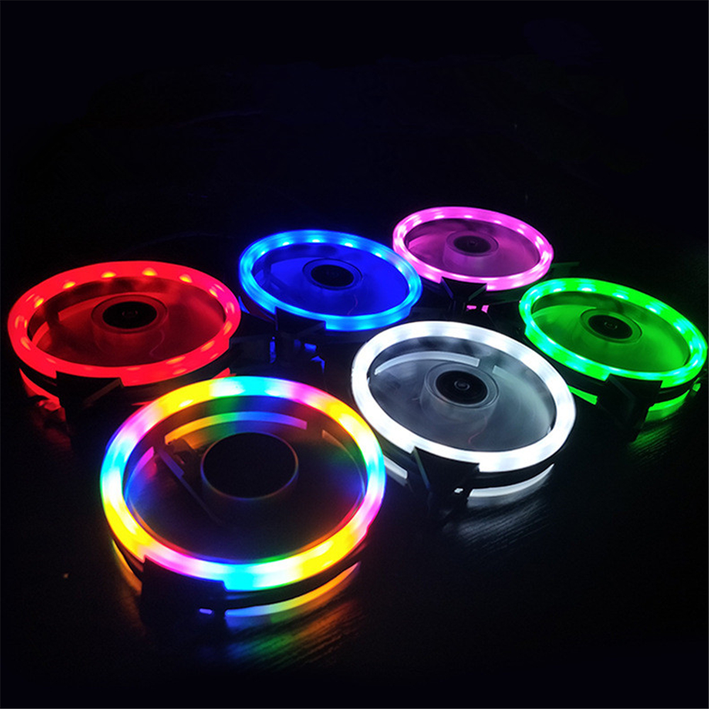 ภาพอธิบายเพิ่มเติมของ （สปอตกรุงเทพ）Color กรณี RGB วงกลมระบายความร้อน 2 แหวน cpu led พัดลม 120 มิลลิเมตร 12 เซนติเมตร RGB LED แหวนสำหรับคอมพิวเตอร์เมนบอร์ดคูลเลอร์น้ำหม้อน้ำเย็น ความเร็ว 1200