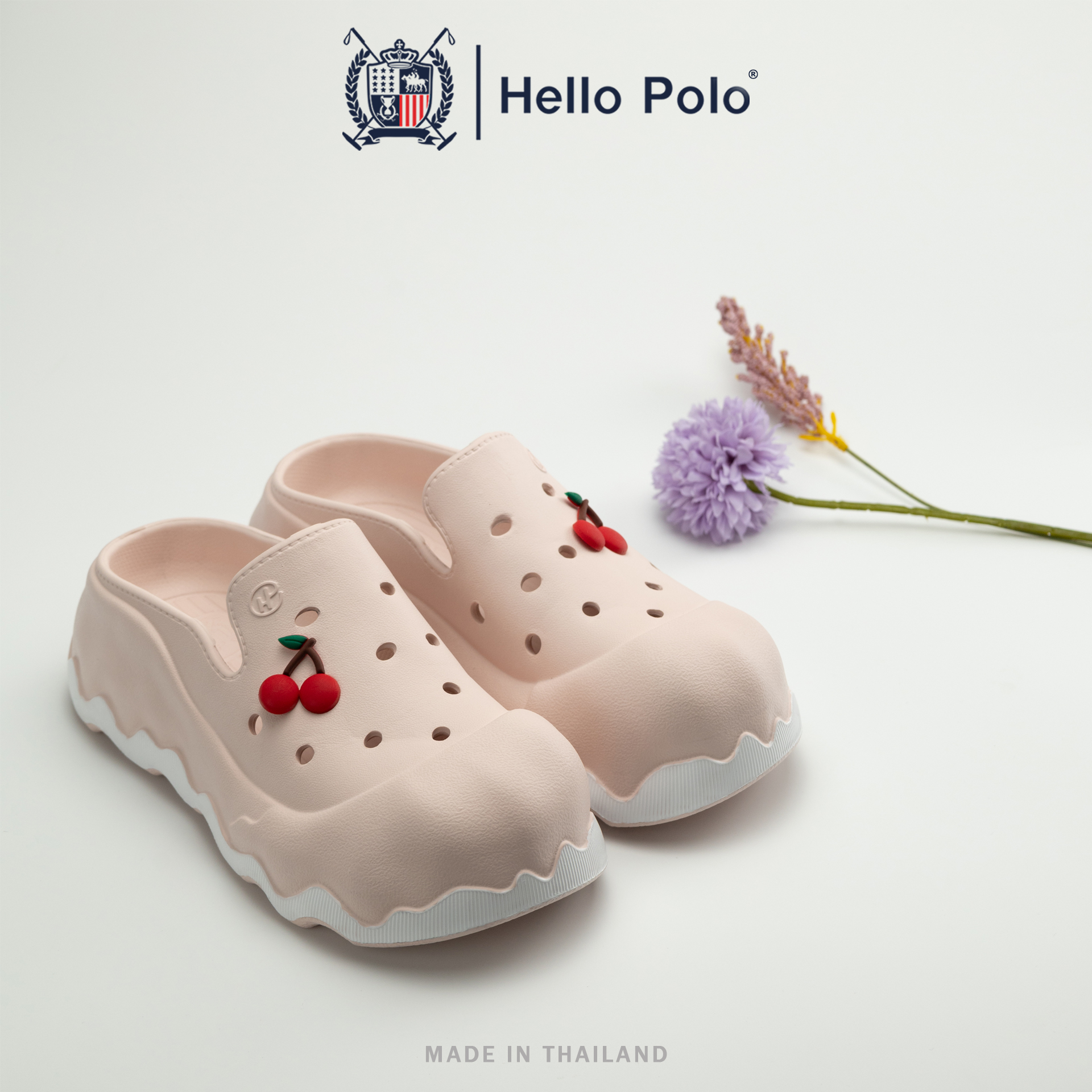 Hello polo high heels women thick sole anti-slip and durable soft and comfortable to relax on the feet EVA material odorless hp8056 ราคา 166 บาท*ส่งฟรี