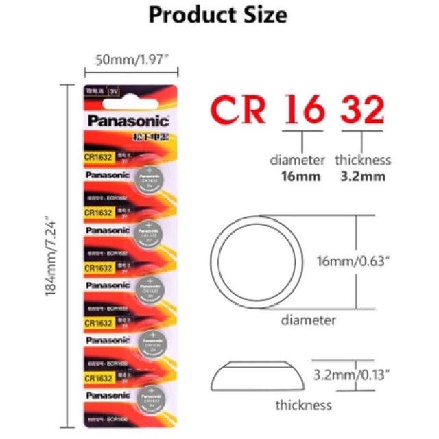 ภาพประกอบของ ของแท้ CR2032 ถ่านกระดุม Panasonic รุ่น CR2032 / CR2025 / CR2016 / CR1632 / CR1620  / CR1616 / CR1220 3V Lithium Battery พร้อมส่ง (1 Pack มี 5 pcs)