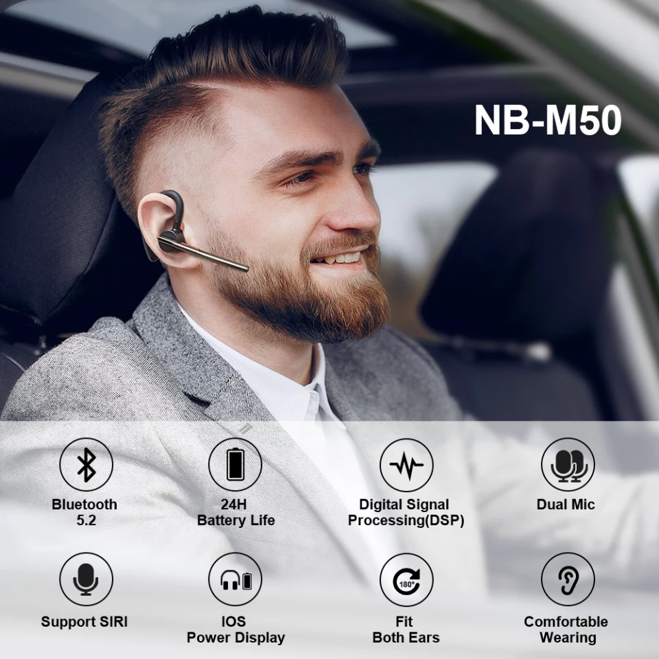 เกี่ยวกับสินค้า (ส่งไวจากไทย) New Bee M50 หูฟังไรสาย หูฟังบลูทูธ หูฟังบลูทูธไร้สาย (คุยโทรศัพท์นานต่อเนื่องสูงสุด 24 ชั่วโมง) Blth Headset