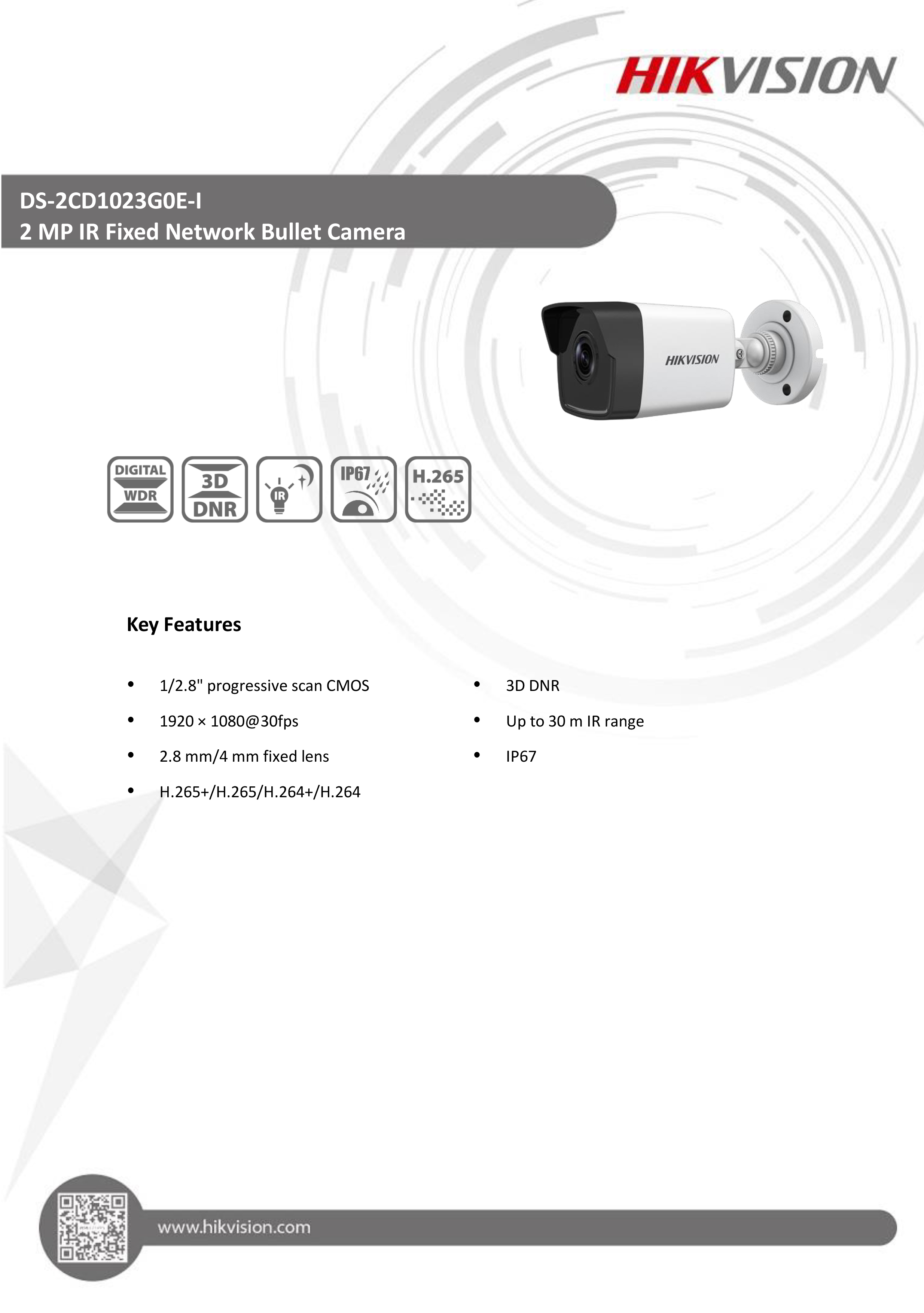 เกี่ยวกับสินค้า HIKVISION IP CAMERA 2 MP DS-2CD1023G0E-I (4 mm) H.265, POE : PACK 4 ตัว BY BILLIONAIRE SECURETECH