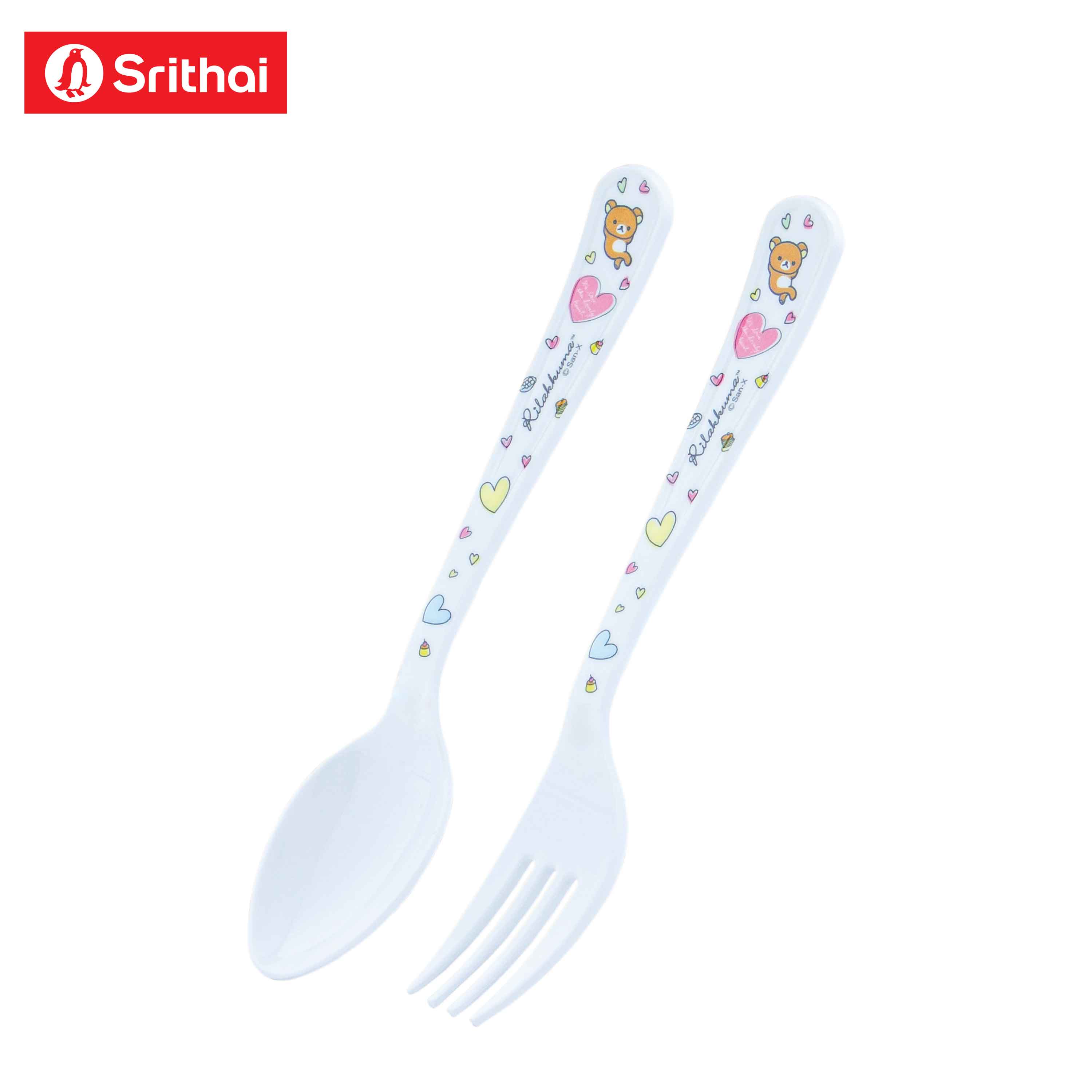 Srithai Melamine ชุดช้อนส้อมคาว เมลามีน ลาย Rilakkuma lovely heart SP/F 358 ราคา 61 บาท*ส่งฟรี