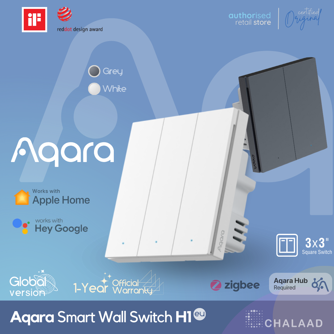 Aqara smart wall switch H1 (no neutral) App enabled switch, no neutral wiring to support Apple HomeKit, Google Home, Amazon Alexa, Samsung SmartThings and more. ราคา 1,290 บาท*ส่งฟรี