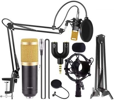 ชุดไมโครโฟน Condenser Microphone รุ่น BM-800 พร้อมขาตั้ง Shock Mount และอุปกรณ์เสริม ไมค์อัดเสียง ฟรีSplitter PCnotebook