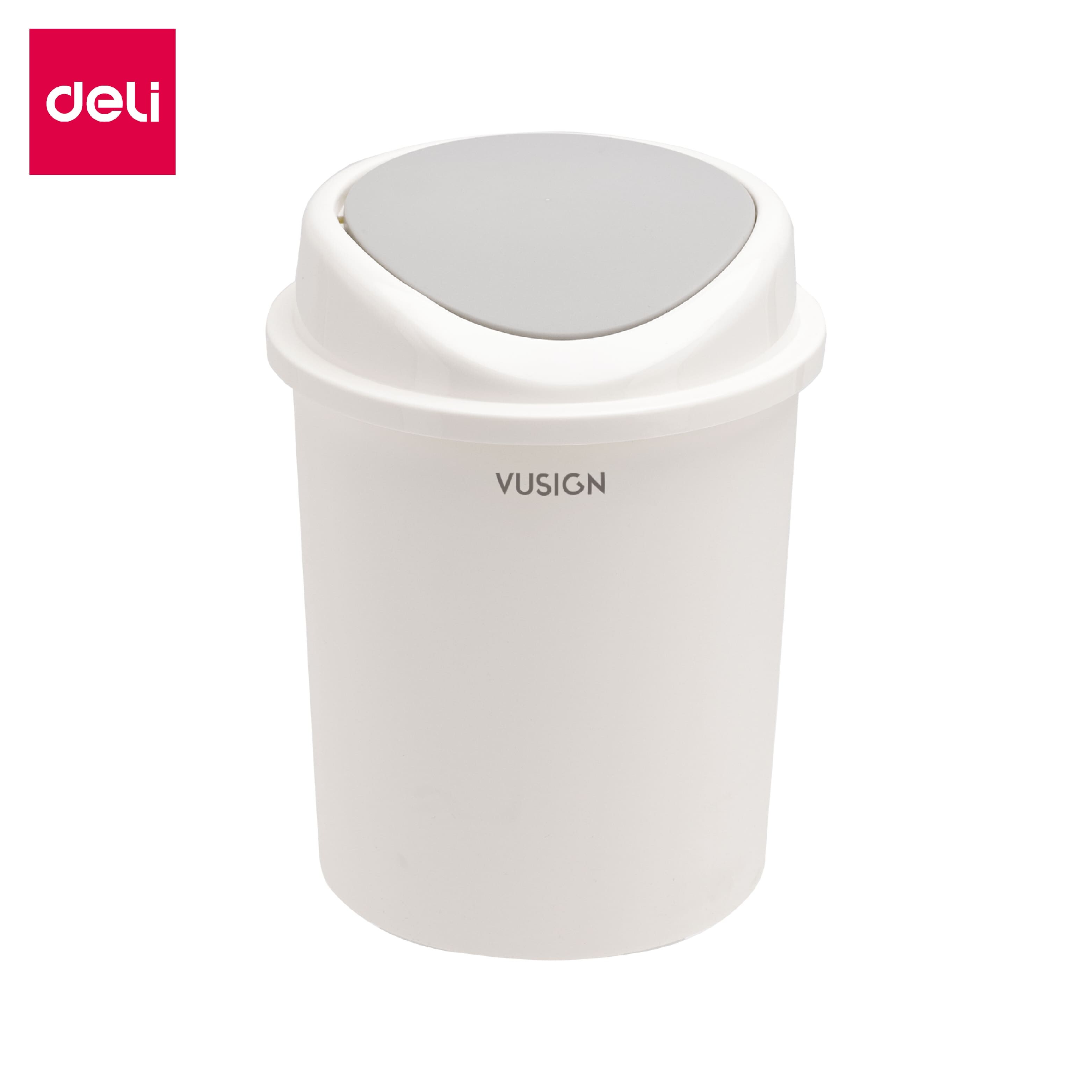 Deli ถังขยะมินิมอล ถังขยะพลาสติก ถังขยะมีฝาปิด ถังขยะ ฝาสวิง แข็งแรง ทนทาน ถังขนาดใหญ่ จุได้เยอะ มี 2 สี 2 ขนาด Flip Trash ราคา 85 บาท*ส่งฟรี