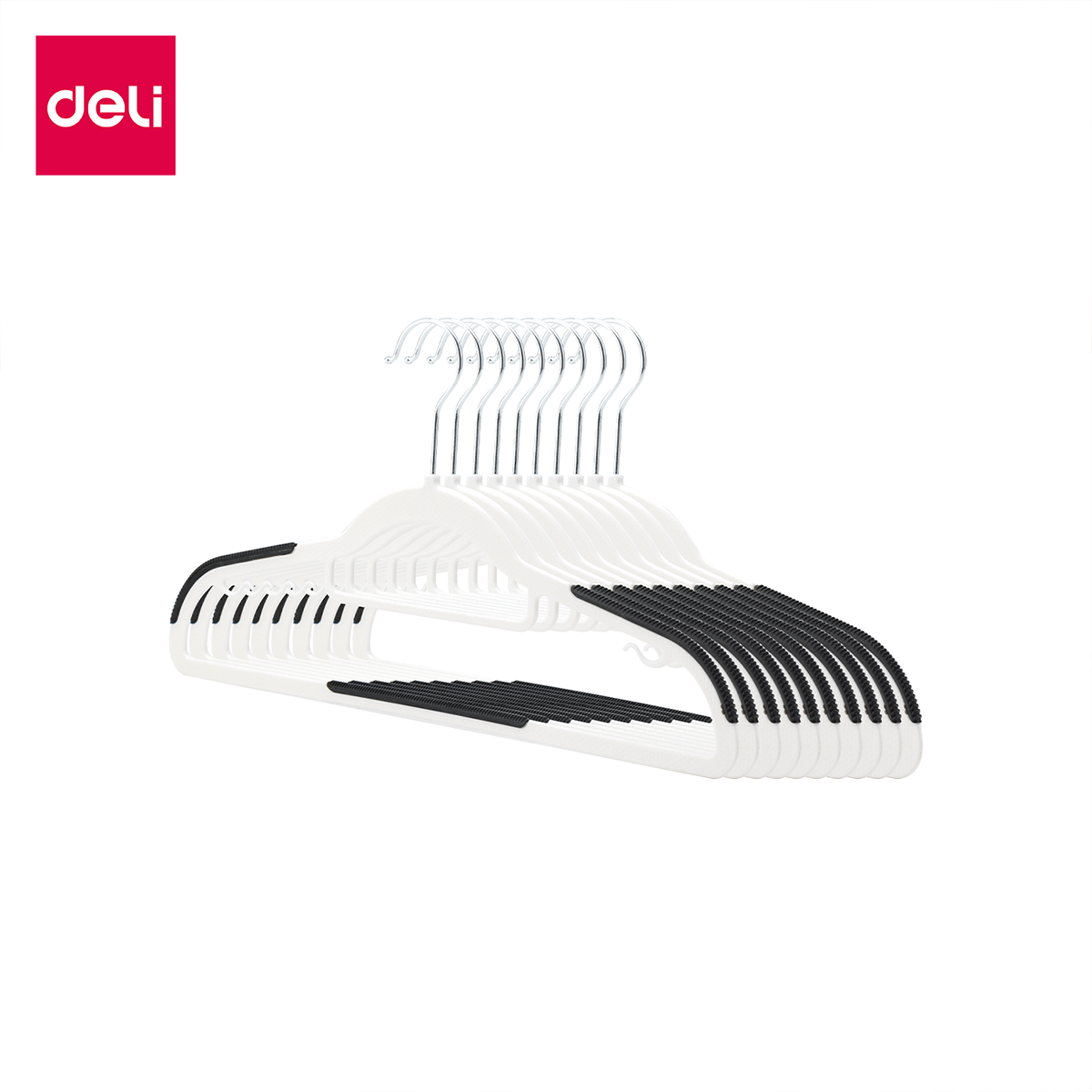 Deli ไม้แขวนเสื้อ ไม้แขวนเสื้อมินิมอล ไม้แขวนเสื้อสีขาว ใช้งานได้ยาวนาน แข็งแรง ผ้าไม่ลื่น Hanger ราคา 89 บาท*ส่งฟรี