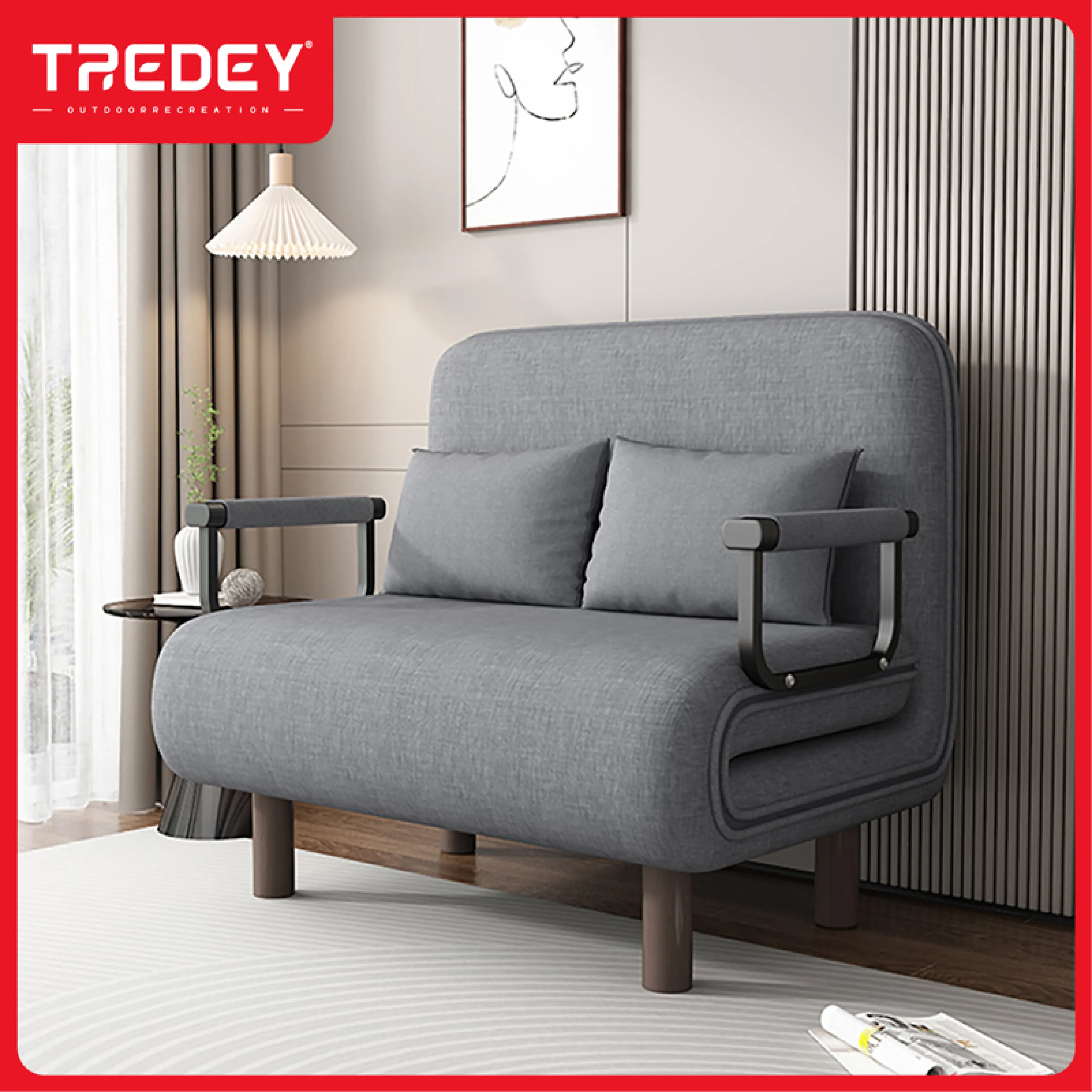Tredey Sofa for Living Room, Sofa Bed, Foldable Sofa Bed, Nordic Style Sofa Bed, Bed Frame, Single Bed/Double Bed/Queen Size/King Size, Lounge Sofa, Sofa for Living Room, Sofa Bed