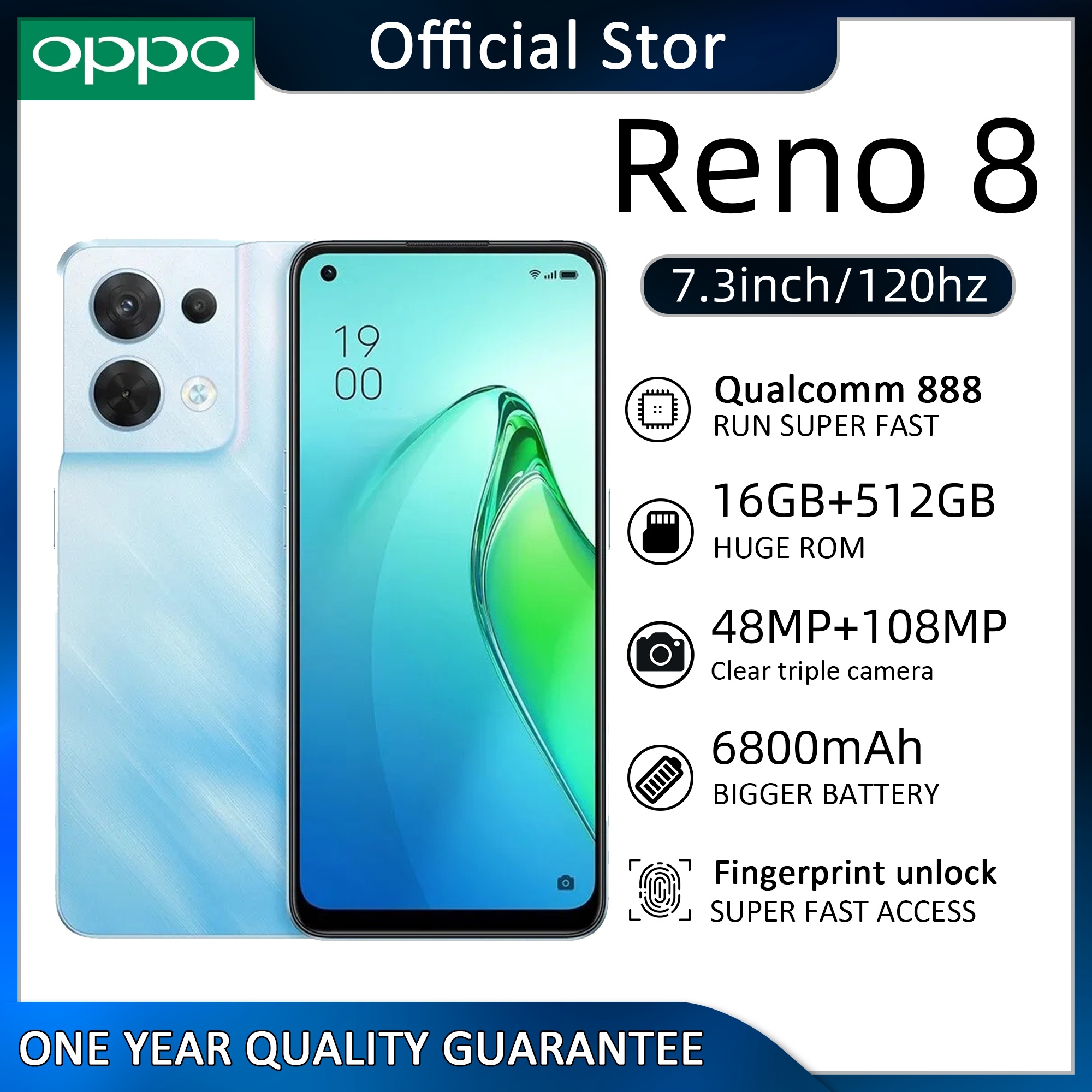 (ใหม่+COD) HP 0PP0 REN0 8 RAM 16GB + ROM 512GB, 120hz, 7.3 นิ้ว, 5GLTE, แบต 6800mAh โปรโมชั่นราคาถูก แท้ 100% รองรับภาษาไทย ข้อเสนอเวลาจำกัด ราคา 699 บาท*ส่งฟรี