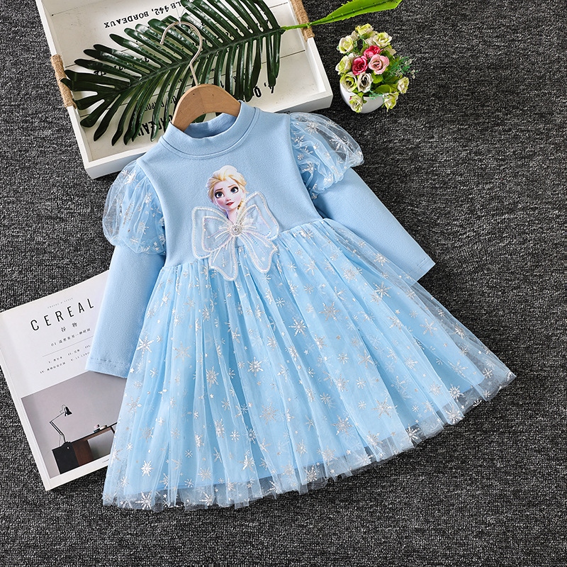 [COD] Girls' dress 2023 autumn Frozen foreign style children's princess girls long-sleeved fluffy gauze ราคา  539 บาท*ส่งฟรี