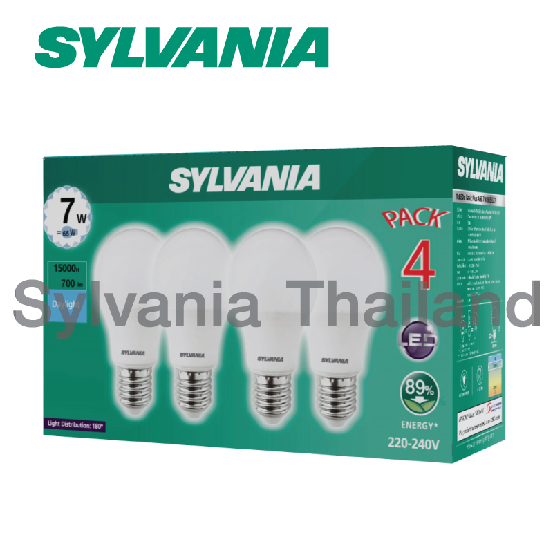 [แพ็ค 4 สุดคุ้ม ] SYLVANIA หลอดไฟแอลอีดี รุ่น ToLEDo Basic Plus A60 7W ขั้ว E27 (แสง Daylight : สีขาว) รุ่นใหม่ ราคา 138 บาท*ส่งฟรี