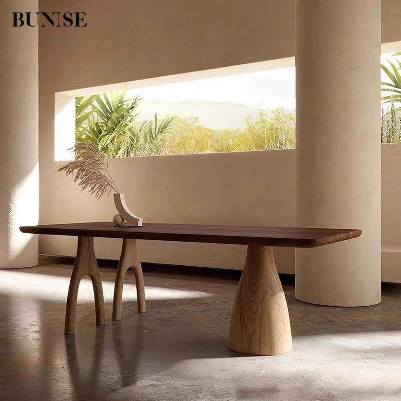 BUNISE Pine Dining Table Wabi-sabi Style Old Rectangle Center Island Table Dining Table All-in-One Creative Art Work Table Long Table SD21 ราคา 5,983 บาท*ส่งฟรี