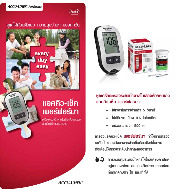 มุมมองเพิ่มเติมของสินค้า แผ่นวัดน้ำตาล Accu Chek Performa 25ชิ้น