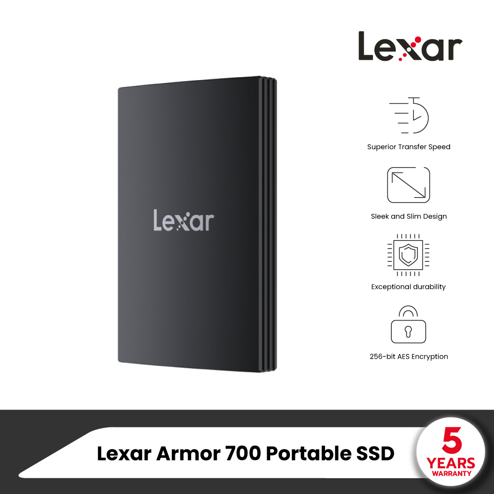 Lexar ARMOR 700 Portable SSD 1TB (เอสเอสดีพกพา) USB 3.2 Gen2x2 Read 2000MB/s Write 2000MB/s (LAR700X001T-RNBNG)) ราคา 4,690 บาท*ส่งฟรี