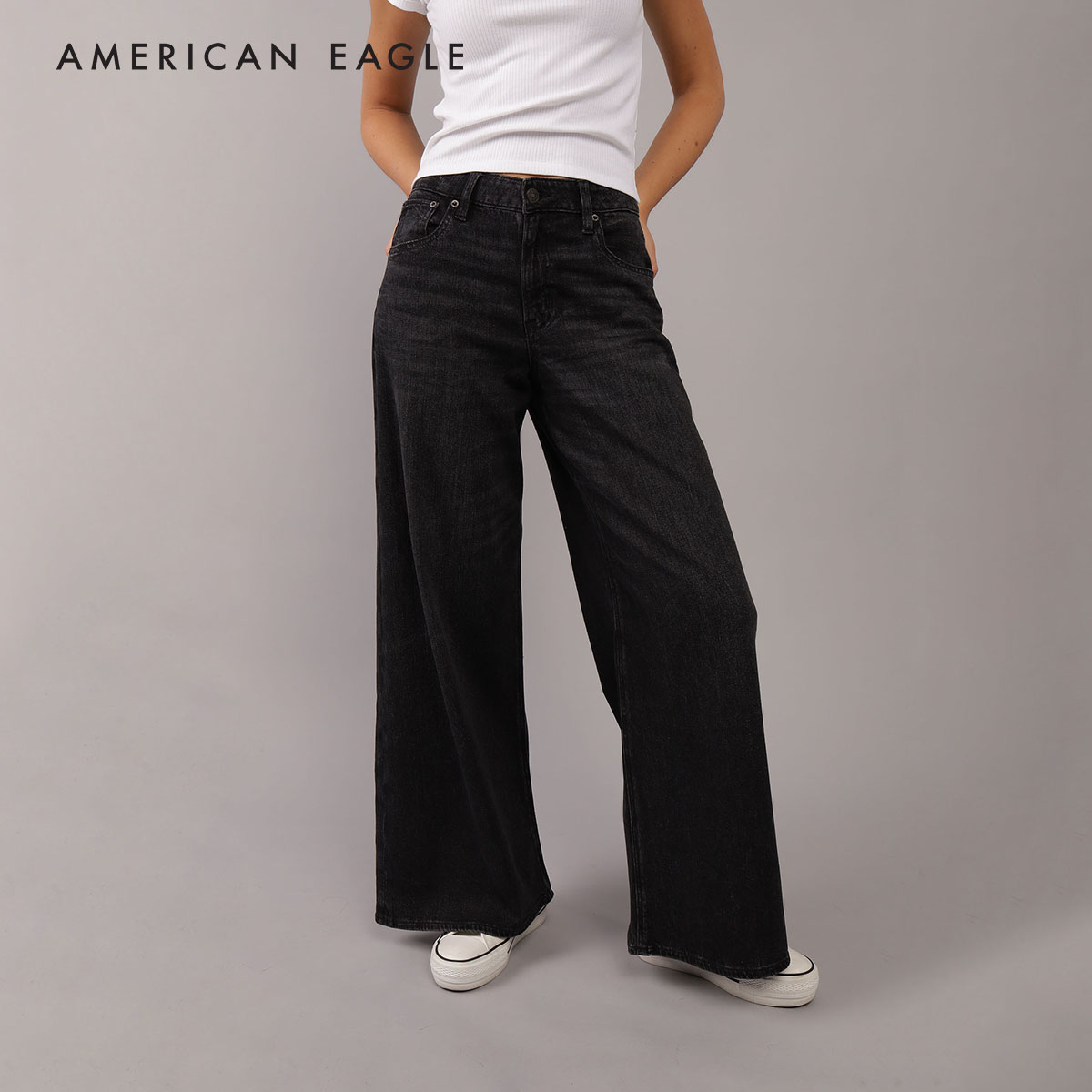 American Eagle Stretch Super High-Waisted Ultra Wide-Leg Jean กางเกง ยีนส์ ผู้หญิง ไวด์เลก (WWI 043-5291-081) ราคา 2,390 บาท*ส่งฟรี