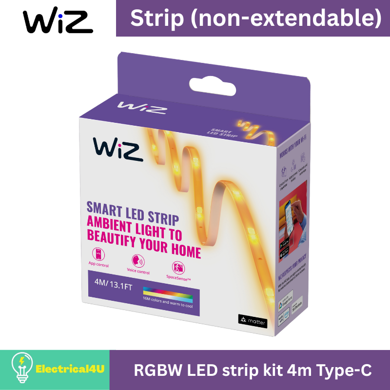 Wiz Smart Rgb Led Strip Starter Kit 4m (Non-Extendable) Smart Strip Light That Can Change 16 Million Colors, Size 4 Meters (Cannot Be Connected) ราคา 1,029 บาท*ส่งฟรี