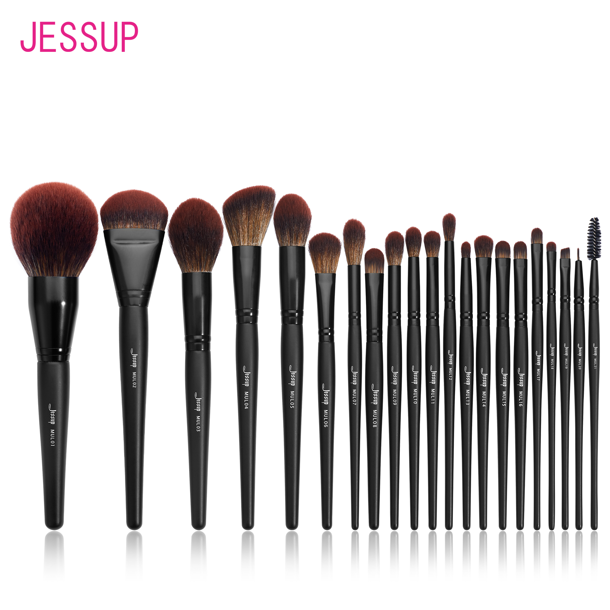 Jessup 21-Piece Makeup Brush Set, Black, Premium, Synthetic, Powder, Foundation, Highlighter, Concealer, Eyeshadow, Blend, Eyebrow, Eyeliner, Spoolie Brush T271 ราคา 1,690 บาท*ส่งฟรี