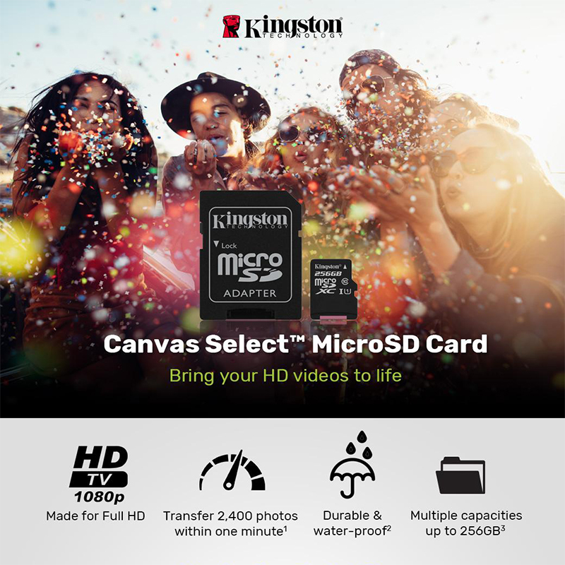 มุมมองเพิ่มเติมของสินค้า (ของแท้)!!!! Kingston 16GB/32GB/64GB Kingston Memory Card Micro SD SDHC 64 GB Class 10 คิงส์ตัน เมมโมรี่การ์ด64 GB