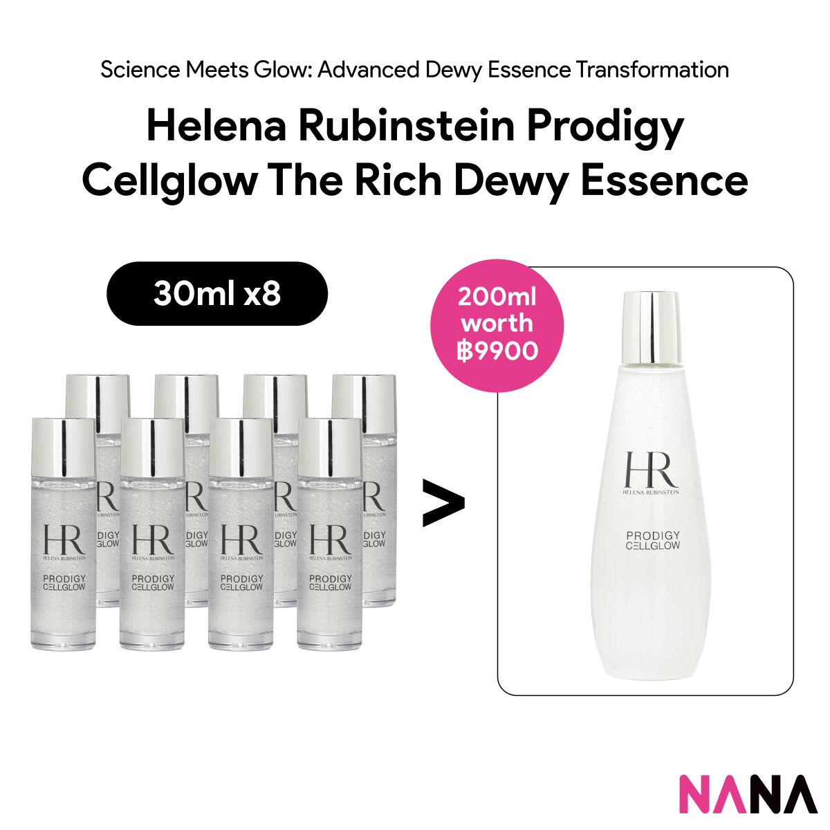 Helena Rubinstein PRODIGY CELLGLOW The Rich Dewy Essence Sample Pack (30ml x 8/4) (เฮเลน่า รูบินสไตน์) เอสเซนส์ Helena Rubinstein, ชุ่มชื้น, ฟื้นฟู, ตัวอย่างแพ็ค ราคา 2,910 บาท*ส่งฟรี