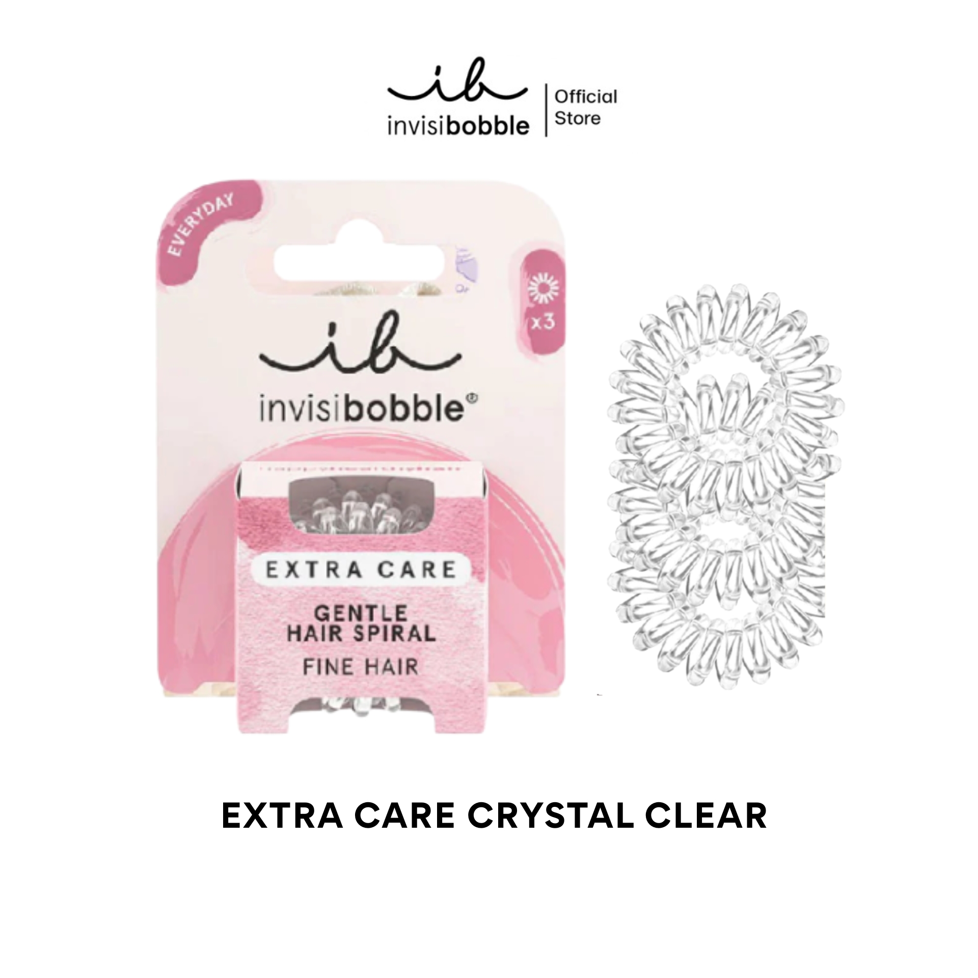 Invisibobble Hair Bands for Thin Hair, Children's Hair, Hair That Doesn'T Get Damaged, Extra Care Model, Crystal Clear Color (1 Box Contains 3 Pieces) ราคา 255 บาท*ส่งฟรี