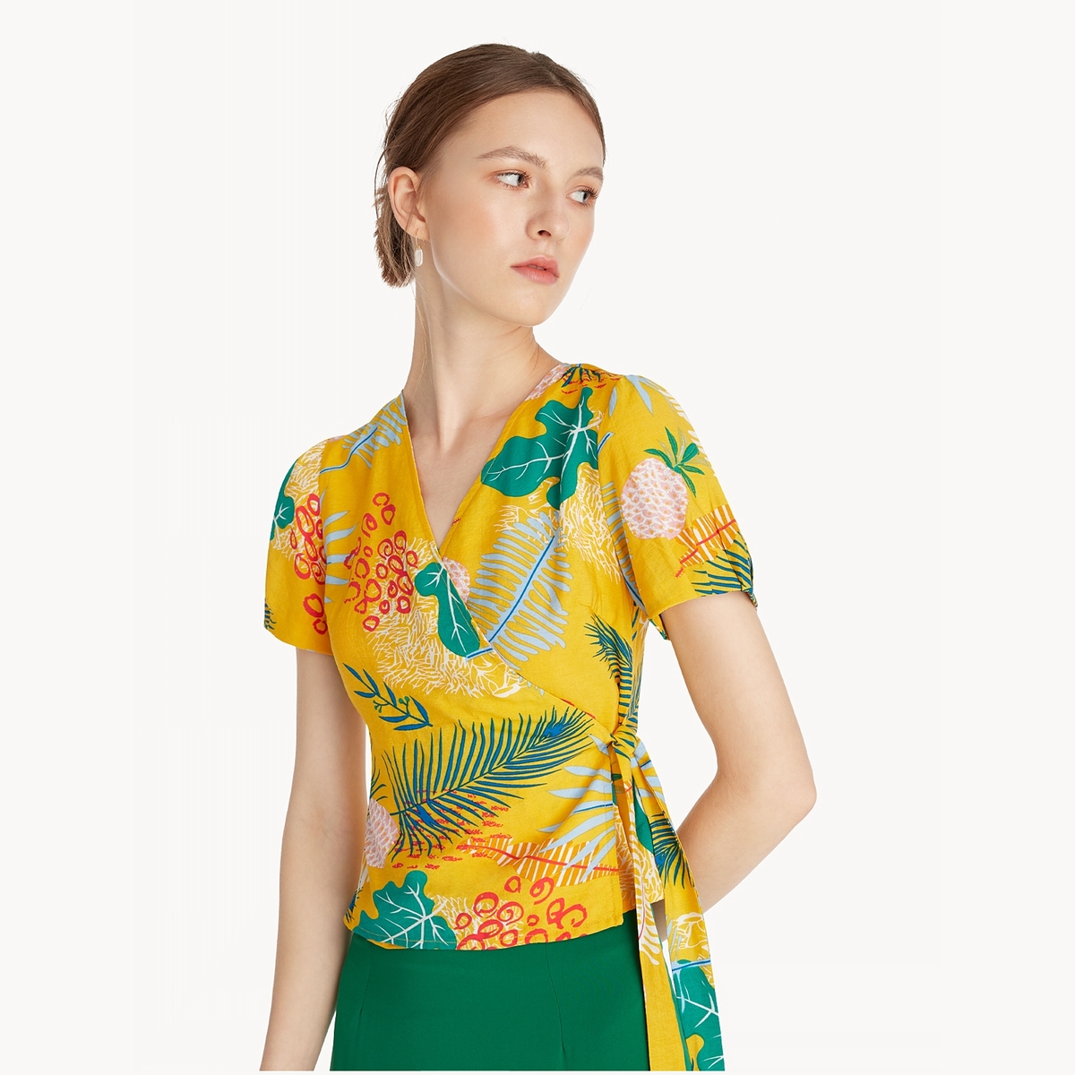 Pomelo Tropic Summer Wrap Top เสื้อตัวยาว ผู้หญิง