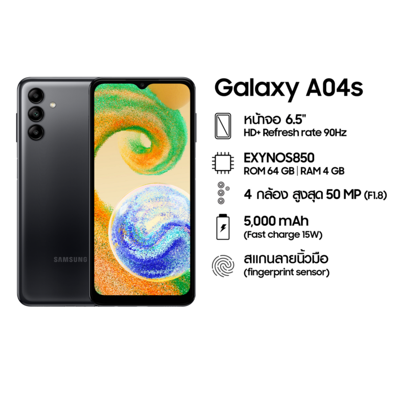 Samsung A04S, 100% Brand New Product, Genuine, with Thai Center Warranty. ราคา 4,299 บาท*ส่งฟรี