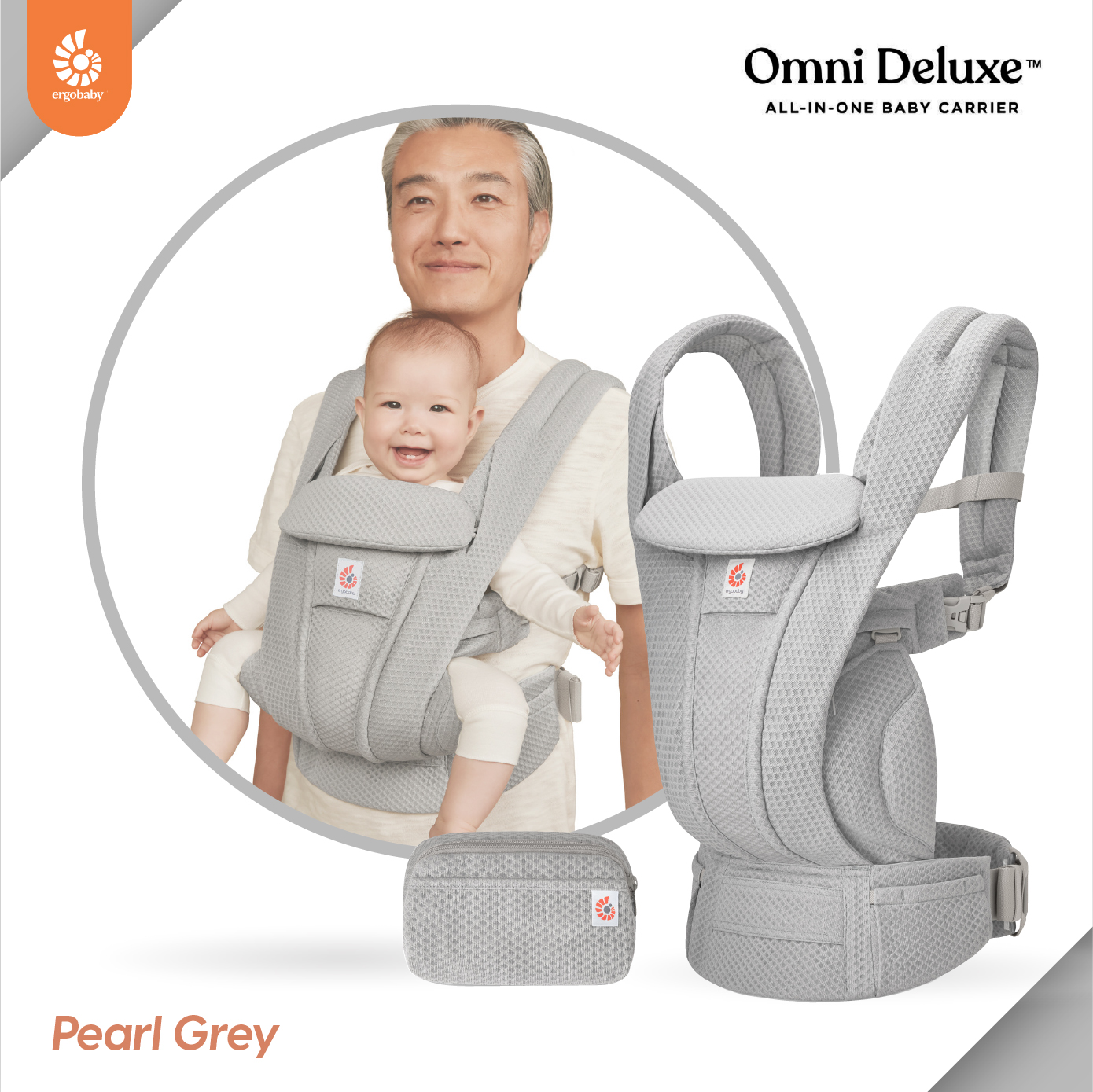 ผลิตภัณฑ์แม่และเด็ก Ergobaby เป้อุ้ม รุ่น Omni Deluxe Mesh - Pearl Grey สำหรับเด็ก 0-48 เดือน รุ่นใหม่ล่าสุด รองรับทารกแรกเกิดโดยไม่ต้องเสริมฟองน้ำ ปรับได้ 4 ตำแหน่ง ระบายอากาศได้ดี รองรับหลังและสะโพก สวมใส่สบายตลอดทั้งวัน ราคา 14,850 บาท*ส่งฟรี