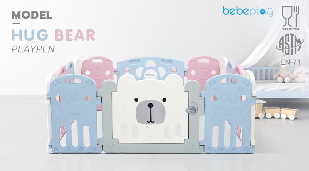 แถม!ดอกไม้ร้องเพลง Bebeshop คอกกั้นเด็ก Bebeplay (Hug Bear) ผลิตจากวัสดุ HDPE / Food Grade ไม่เป็นอันตรายต่อเด็ก ฐานจุกสูญญากาศ คอกกั้นเด็ก รั้วกั้นเด็ก ราคา 2,990 บาท*ส่งฟรี