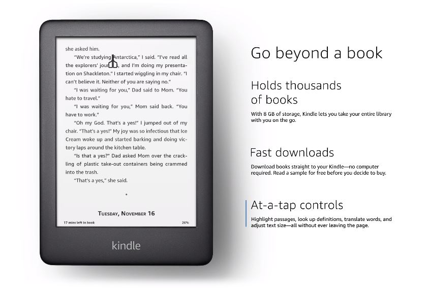 ภาพประกอบของ Amazon Kindle 2019 (10 th Gen - US Version) Toreen Wi-Fi , 8GB With Built-in Front Light (Includes Special Offers) - Black