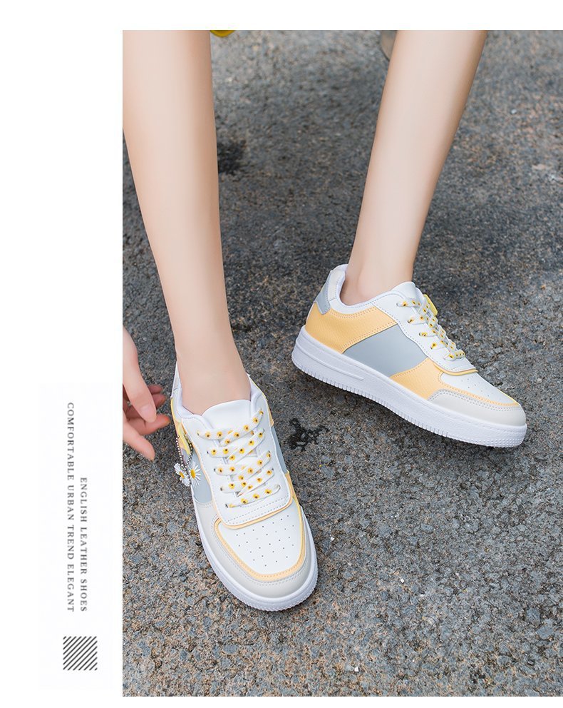 Pioneer Store 2022 mới giày thể thao daisy nhỏ thoáng khí của phụ nữ Hồng Kông phong cách macaron giản dị giày trắng 12