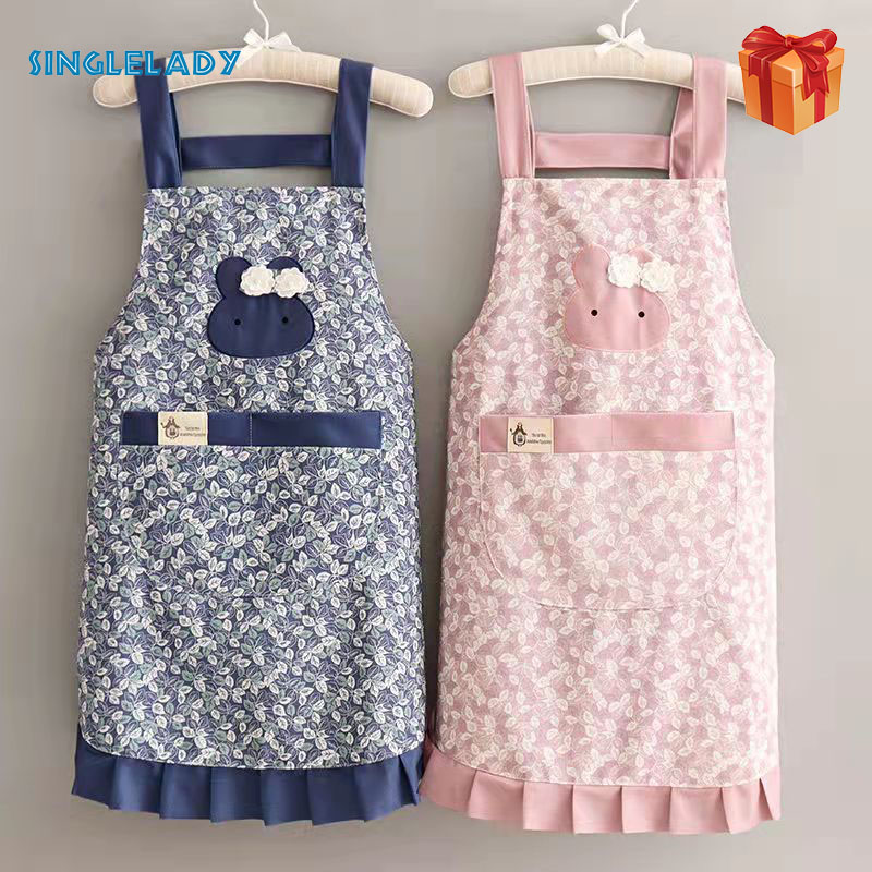 Breathable comfortable oil-proof cooking household apron female Korean version cute cotton overalls Japanese ราคา 82 บาท*ส่งฟรี