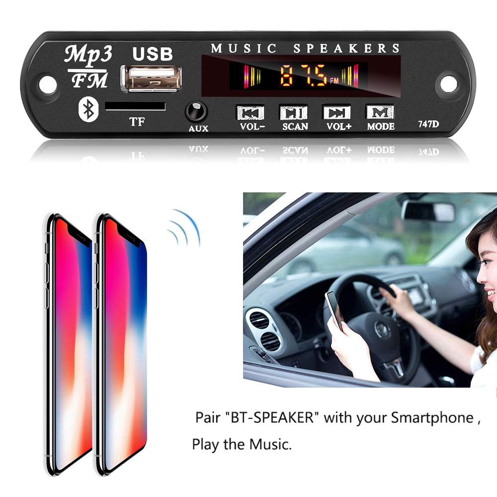 รายละเอียดเพิ่มเติมเกี่ยวกับ Aic store บลูทูธ 5.0 ตัวถอดรหัส MP3 พร้อมบอร์ด WMA โมดูลเสียงวิทยุ USB TF รถเครื่องเล่น MP3 5V หรือ 12V