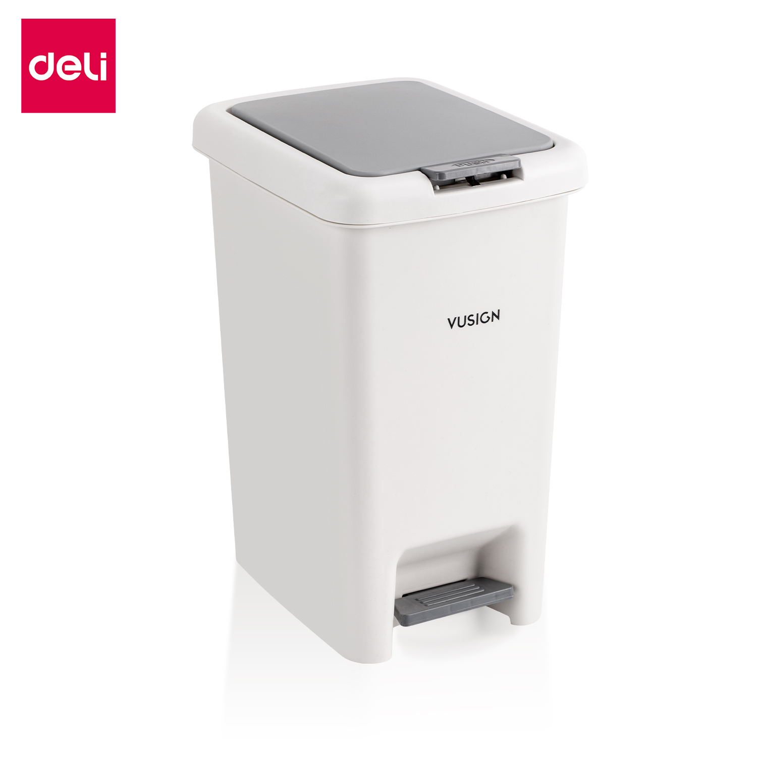 Deli ถังขยะ ถังขยะแบบมีแป้นเหยียบ กันน้ำ มีขอบถังยึดถุงขยะ ฝาปิดสนิท ไร้กลิ่นรบกวน ขนาด 10/15 ลิตร วัสดุหนาพิเศษ ทนทาน Trash can ราคา 183 บาท*ส่งฟรี