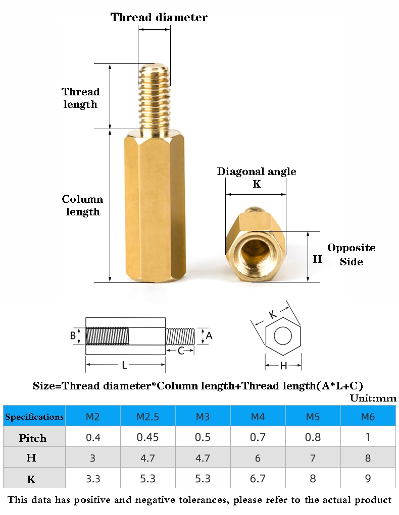 M3 Hex Brass Male Female Standoff Stud Board Threaded Pillar Mount