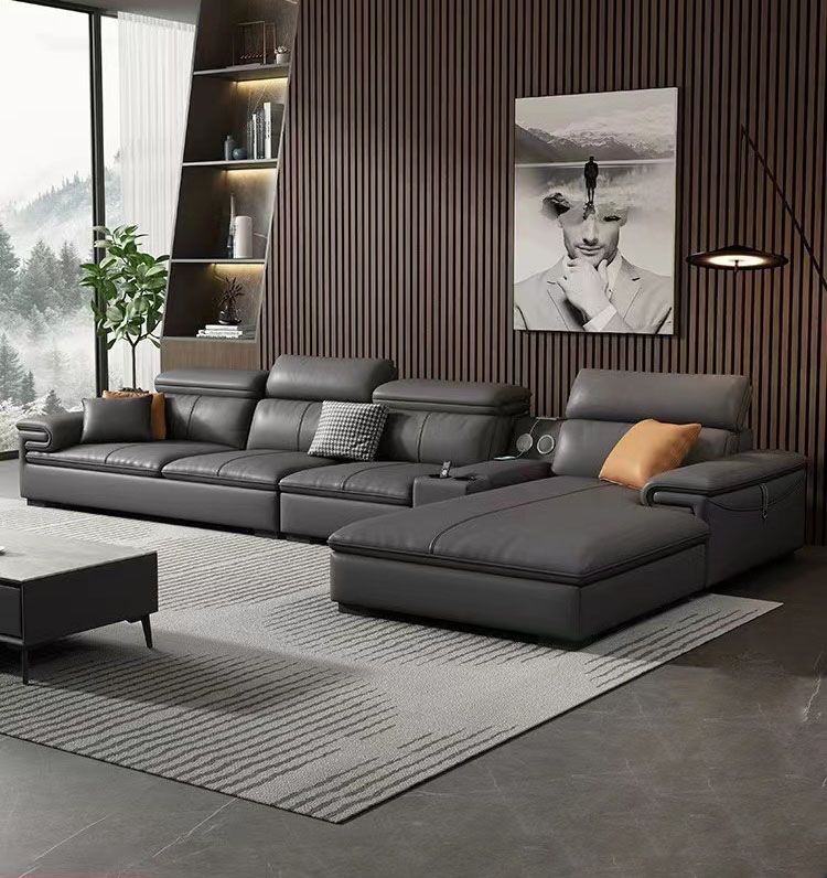 Gazzsi genuine leather sofa 【ready to ship from Bangkok 】 luxury corner sofa living room g101608 size 285*172*90 cm ราคา 57,688 บาท*ส่งฟรี