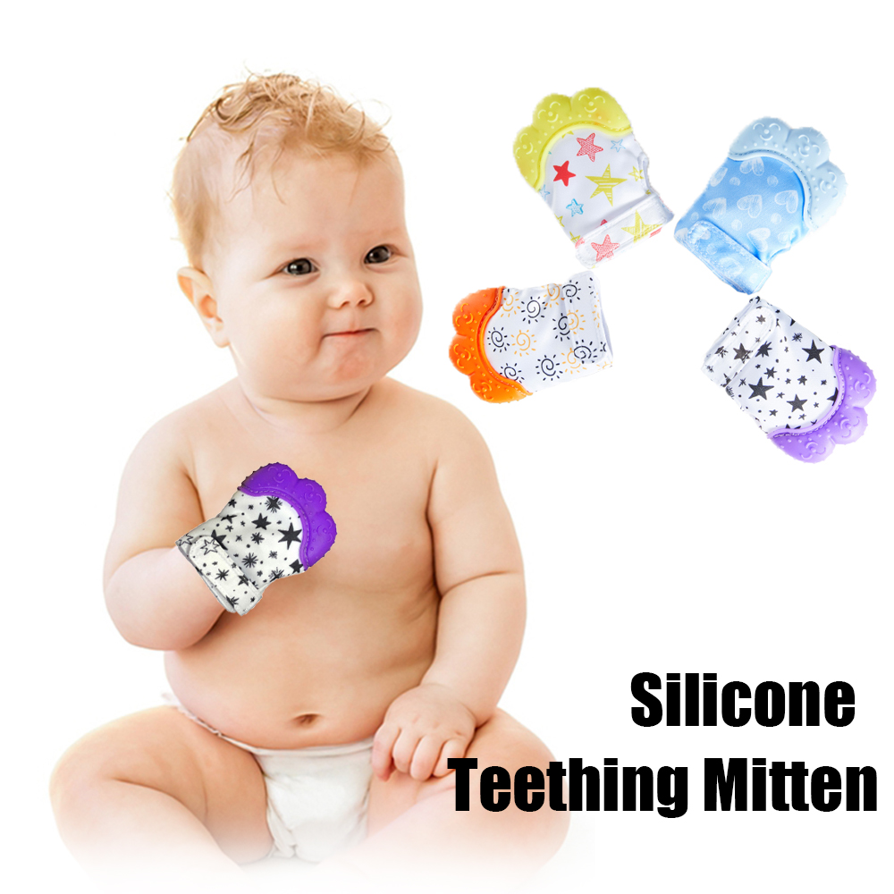 ZHUJI Teething Chewable หัวใจทารกแรกเกิดซิลิโคนสำหรับทารกฟันพึ่งงอก Mitten ดัมมี่ของเล่นเด็ก Mitt ถุงมือซิลิโคน