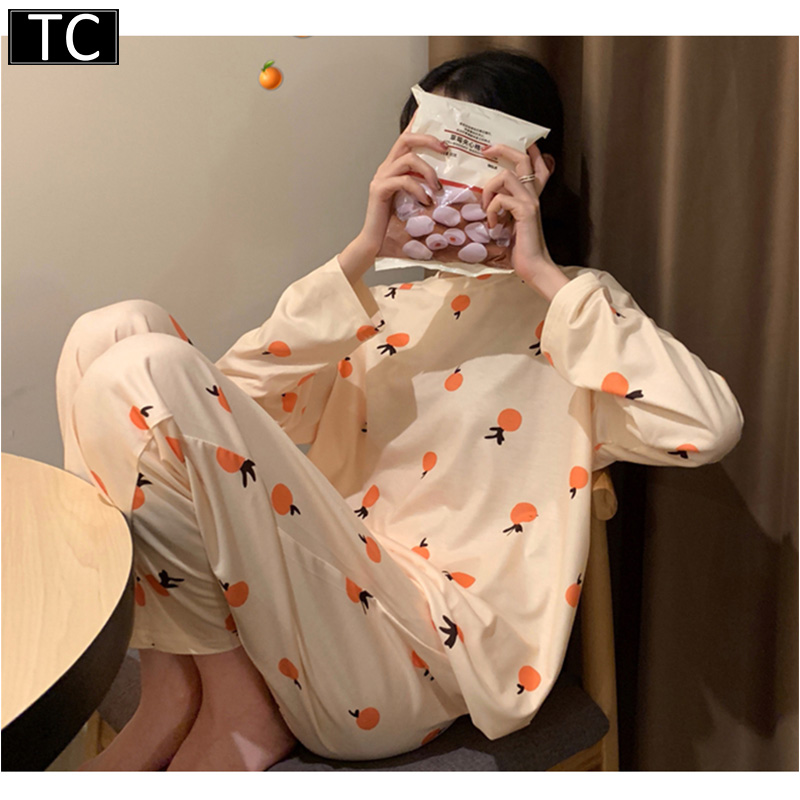 TC ชุดนอนแขนยาวขายาวคอกลม ชุดนอนแขนขายาว เซทชุดนอนลายการ์ตูนน่ารัก ชุดนอนแฟชั่น สไตล์เกาหลี รุ่นT26