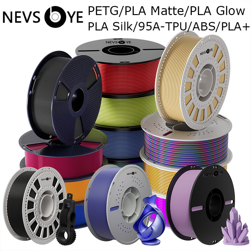 Nevsbye 3D Filament Pla Matte Pla+ Tpu 95A 3D Printer Glow in the Dark Filament Pla Abs Filament Pla Silk Filament 1kg 1.75mm Petg Filament Heat Resistant Plastic Filament ราคา 209 บาท*ส่งฟรี