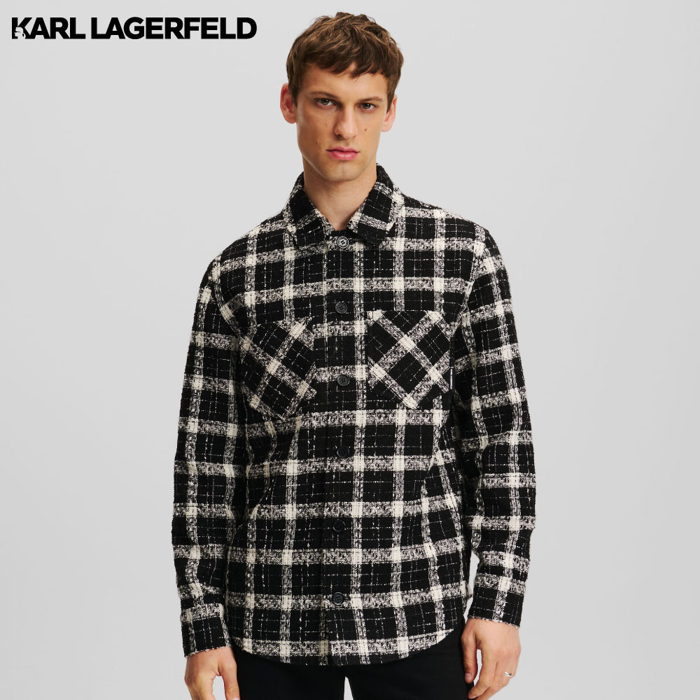 KARL LAGERFELD - CHECKED BOUCLÉ OVERSHIRT เสื้อเชิ้ต ราคา 15,500 บาท*ส่งฟรี