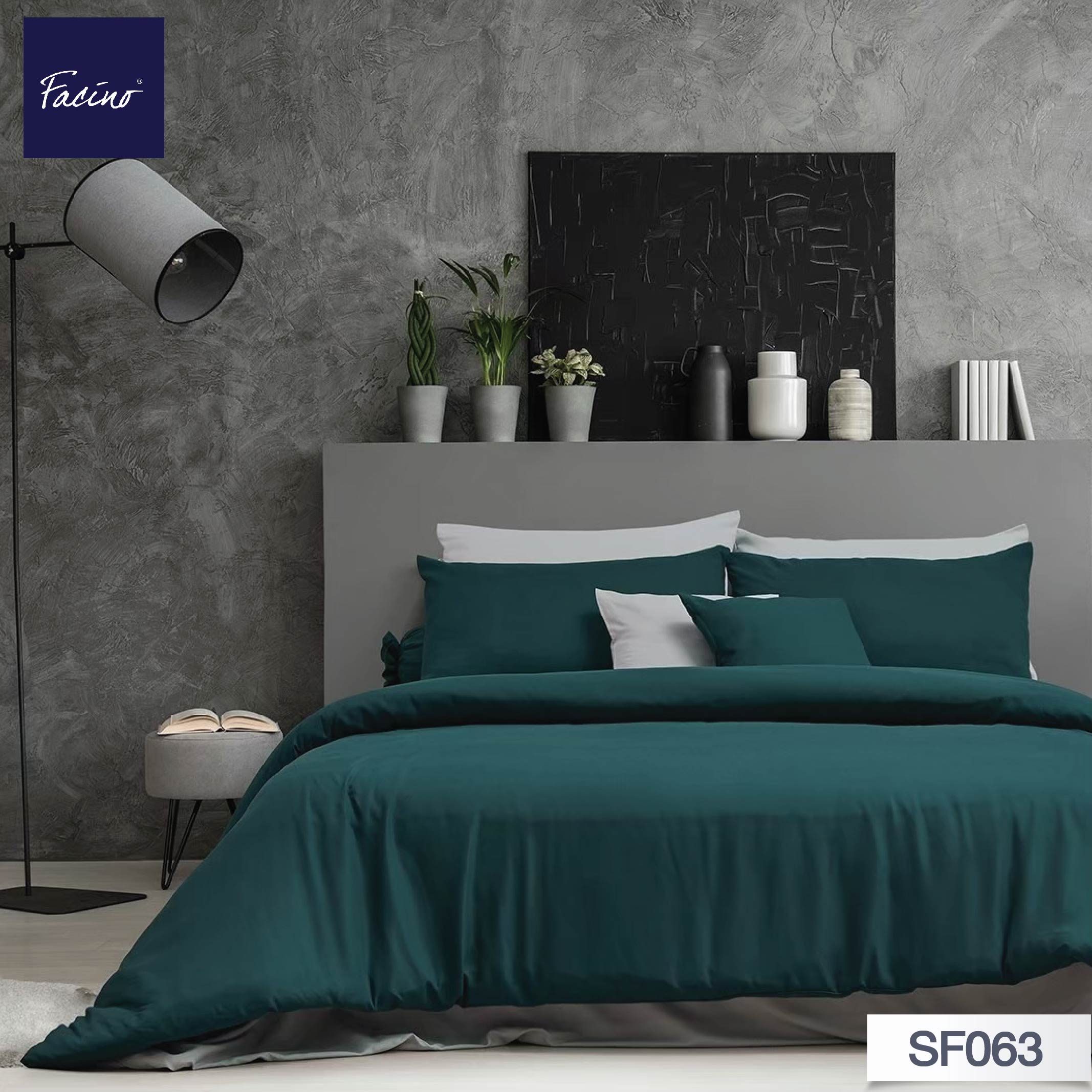 [New collection] Facino ชุดเซ็ท ผ้าปูที่นอน 3.5 ฟุต 3 ชิ้น + ผ้านวม 60" x 80" สีพื้น 330เส้นดาย ราคา 1,440 บาท*ส่งฟรี