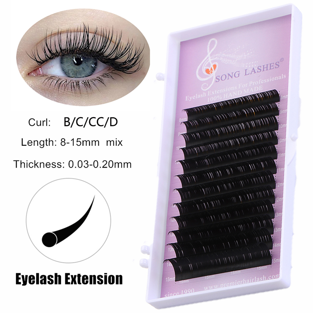AD8T2 12 Lines Beauty Mixed Length B/C/CC/D Curl 0.03/0.05/0.07/0.1/0.15/0.2 Thickness Individual Eyelashes Volume Russian Lashes Natural Thick Fan Lash